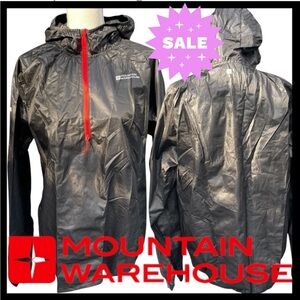 ☀️Mountain Warehouse Black/Red 1/4 Zip Lightweight Packable Running Jacket (M)